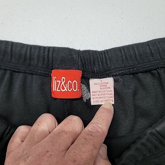 Liz & Co Women's Drawstring Sweat Pants Casual Joggers  W/ Pockets Size LG Black - Picture 9 of 15